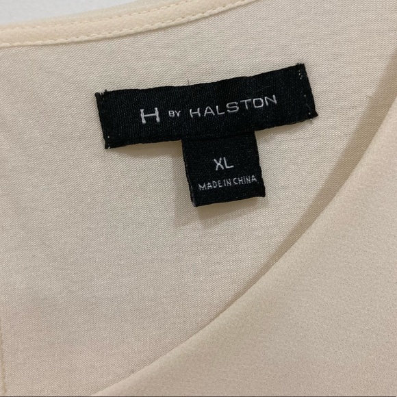 H by Halston jersey knit chiffon overlay cream top size XL - Picture 3 of 9